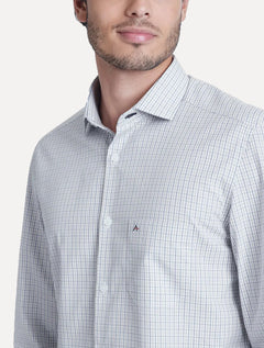 Camisa Aramis Masculina Regular Tricoline Micro Xadrez Azul Branca