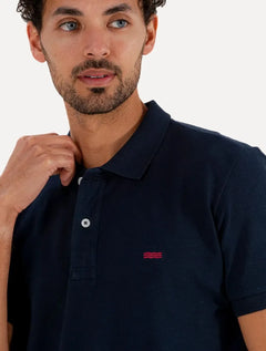 Polo King & Joe Masculina Piquet Slim Red Logo Azul Marinho
