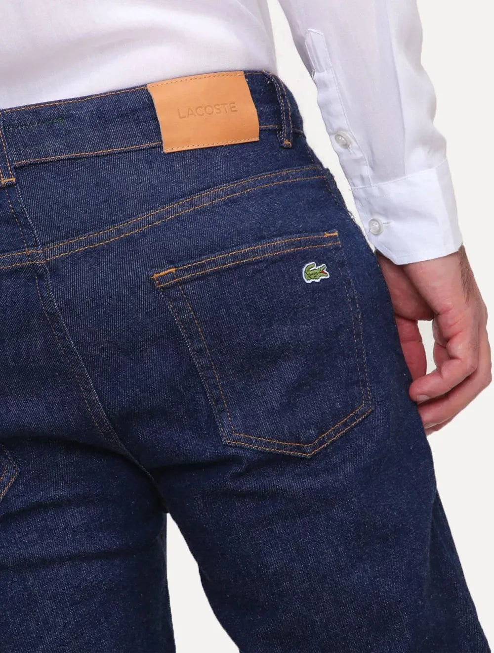 Calça Lacoste Jeans Masculina Slim Fit Cotton Denim Stretch Azul Escuro