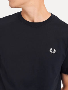 Camiseta Fred Perry Masculina Regular Crewneck Logo Azul Marinho