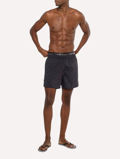Short Calvin Klein Swimwear D'Água CK Full Logos Preta