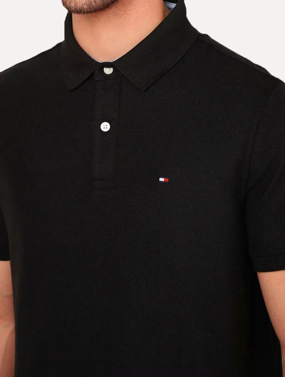 Polo Tommy Hilfiger Masculina Fit Ivy Preta