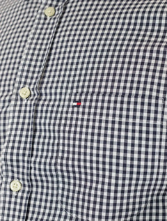 Camisa Tommy Hilfiger Masculina Manga Curta Pocket Gingham Marinho