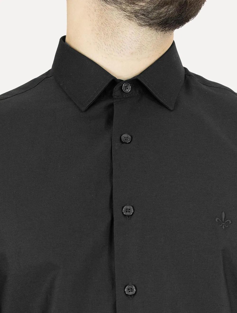 Camisa Dudalina Masculina Slim Superfine Cotton Dark Logo Lisa Preta