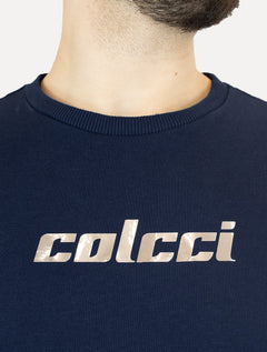 Moletom Colcci Masculino Comfort Crewneck Mirrored Logo Azul Marinho