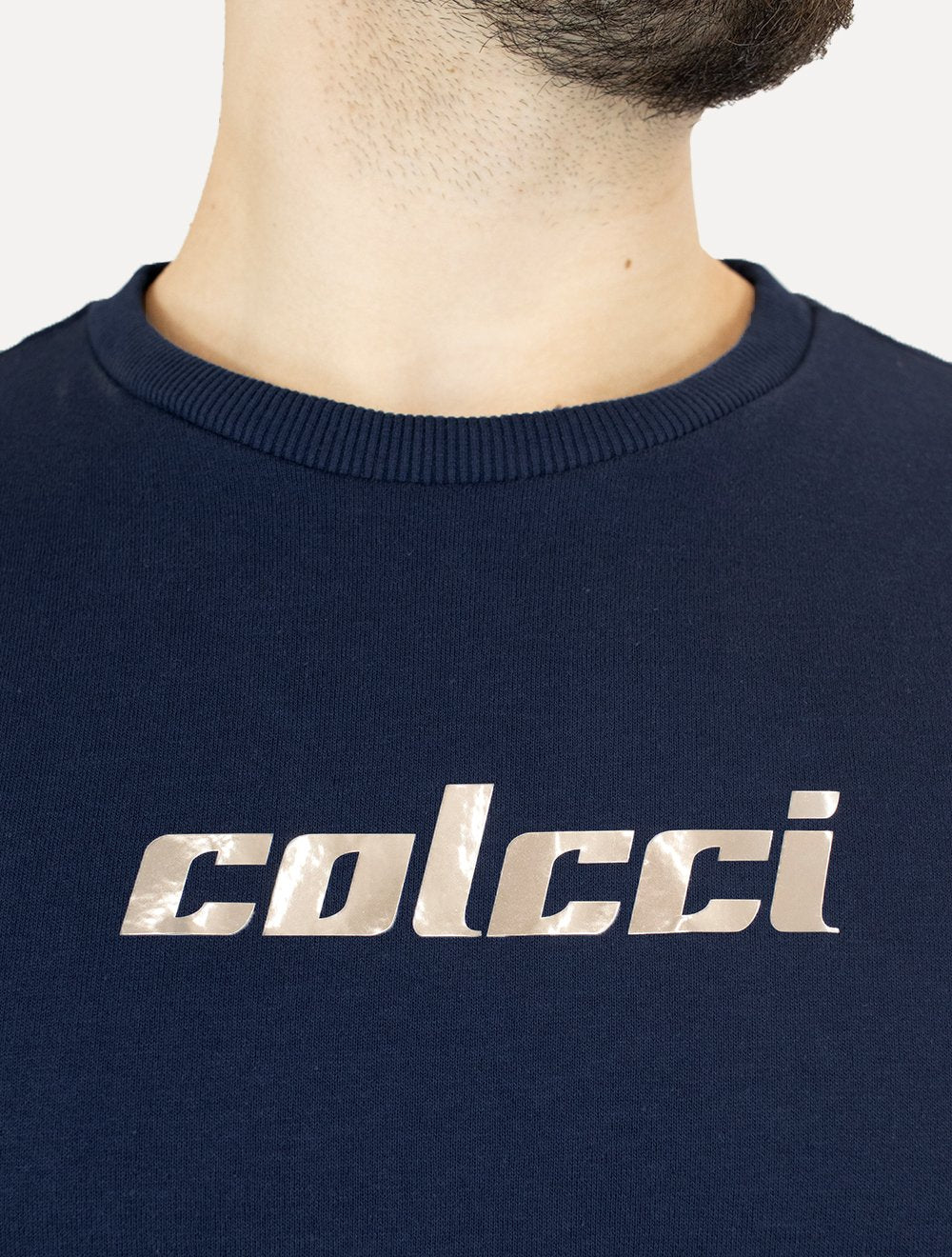 Moletom Colcci Masculino Comfort Crewneck Mirrored Logo Azul Marinho