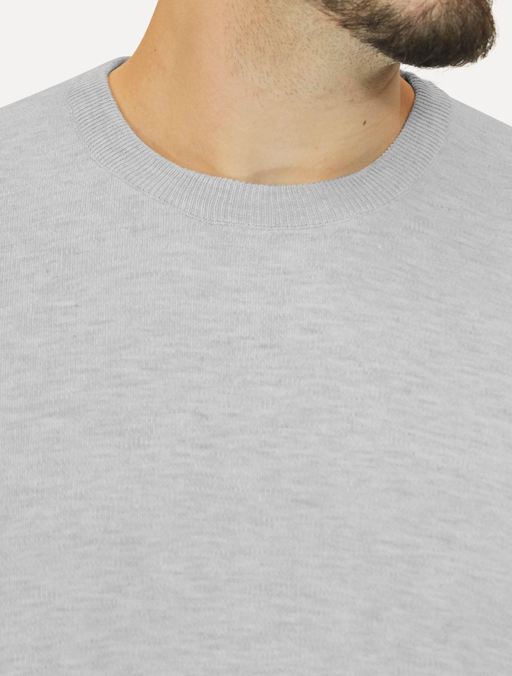 Suéter Dixen Masculino Tricot Crewneck Liso Cinza Mescla Claro