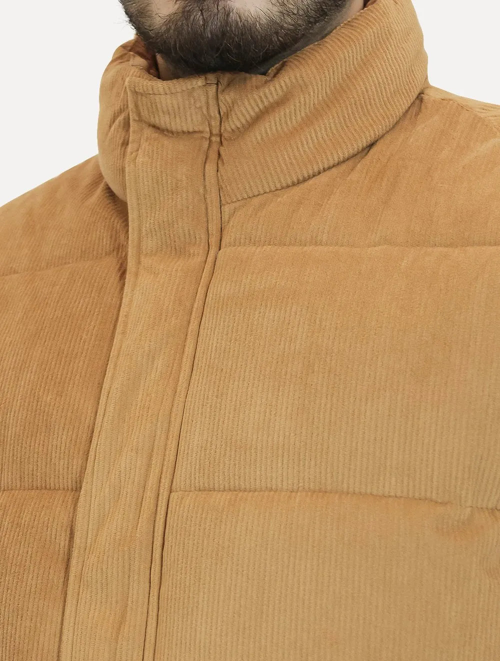 Jaqueta Dixen Masculina Puffer Veludo Cotelê Cáqui