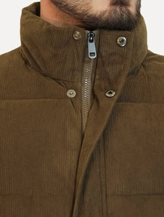 Jaqueta Dixen Masculina Puffer Veludo Cotelê Marrom Escuro