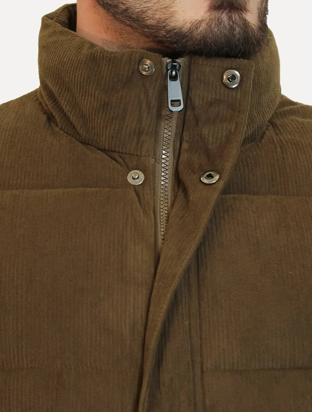 Jaqueta Dixen Masculina Puffer Veludo Cotelê Marrom Escuro