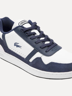 Tênis Lacoste Masculino Couro T-Clip Wht/Nvy Branco