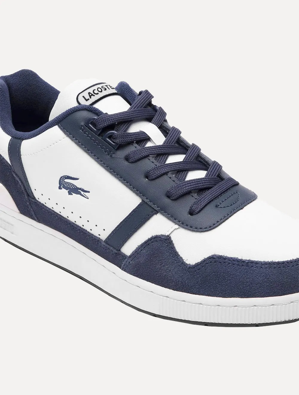 Tênis Lacoste Masculino Couro T-Clip Wht/Nvy Branco