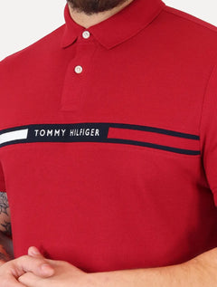Polo Tommy Hilfiger Masculina Regular Chest Insert Logo Vermelha
