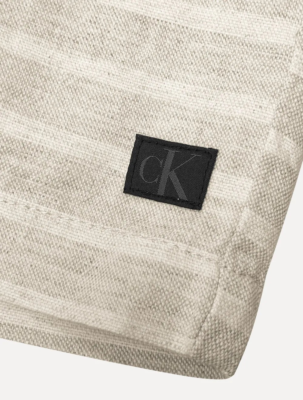 Bermuda Calvin Klein Jeans Masculina Linen Striped Cadarço Areia