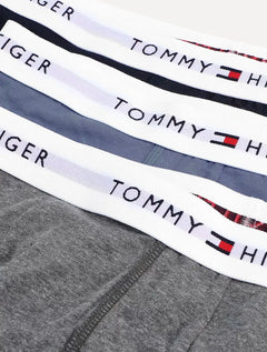 Cueca Tommy Hilfiger Cotton Stretch Trunk Azul Claro Marinho e Grafite Pack 3UN