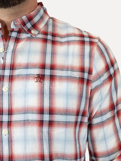 Camisa Original Penguin Masculina Regular Pocket Xadrez Vermelha