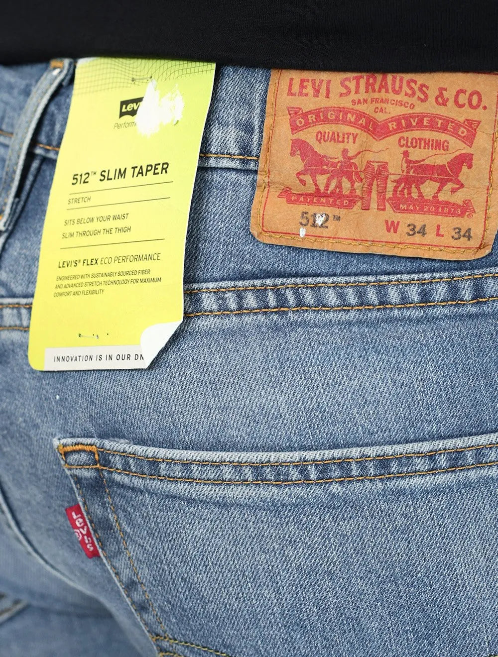 Calça Levis Jeans Masculina 512 Slim Taper Flex Splash Clara