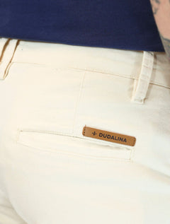 Calça Dudalina Masculina Sarja Slim Faca Color Cáqui Claro