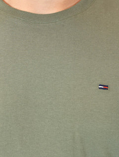 Camiseta Tommy Jeans Masculina Regular Jersey C-Neck Flag Verde Militar