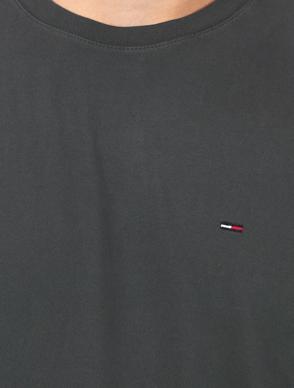 Camiseta Tommy Jeans Masculina Regular Jersey C-Neck Flag Chumbo