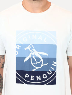 Camiseta Original Penguin Masculina Logo Listras Branca
