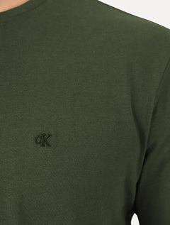 Camiseta Calvin Klein Jeans Masculina CK Bordado Peito Verde Militar