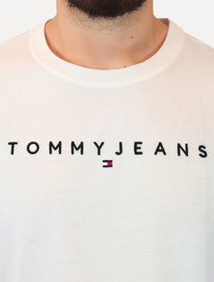 Camiseta Tommy Jeans Masculina Core Linear Logo Tee Branca