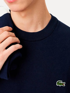 Suéter Lacoste Masculino Regular Fit Gola Redonda Logo Azul Marinho