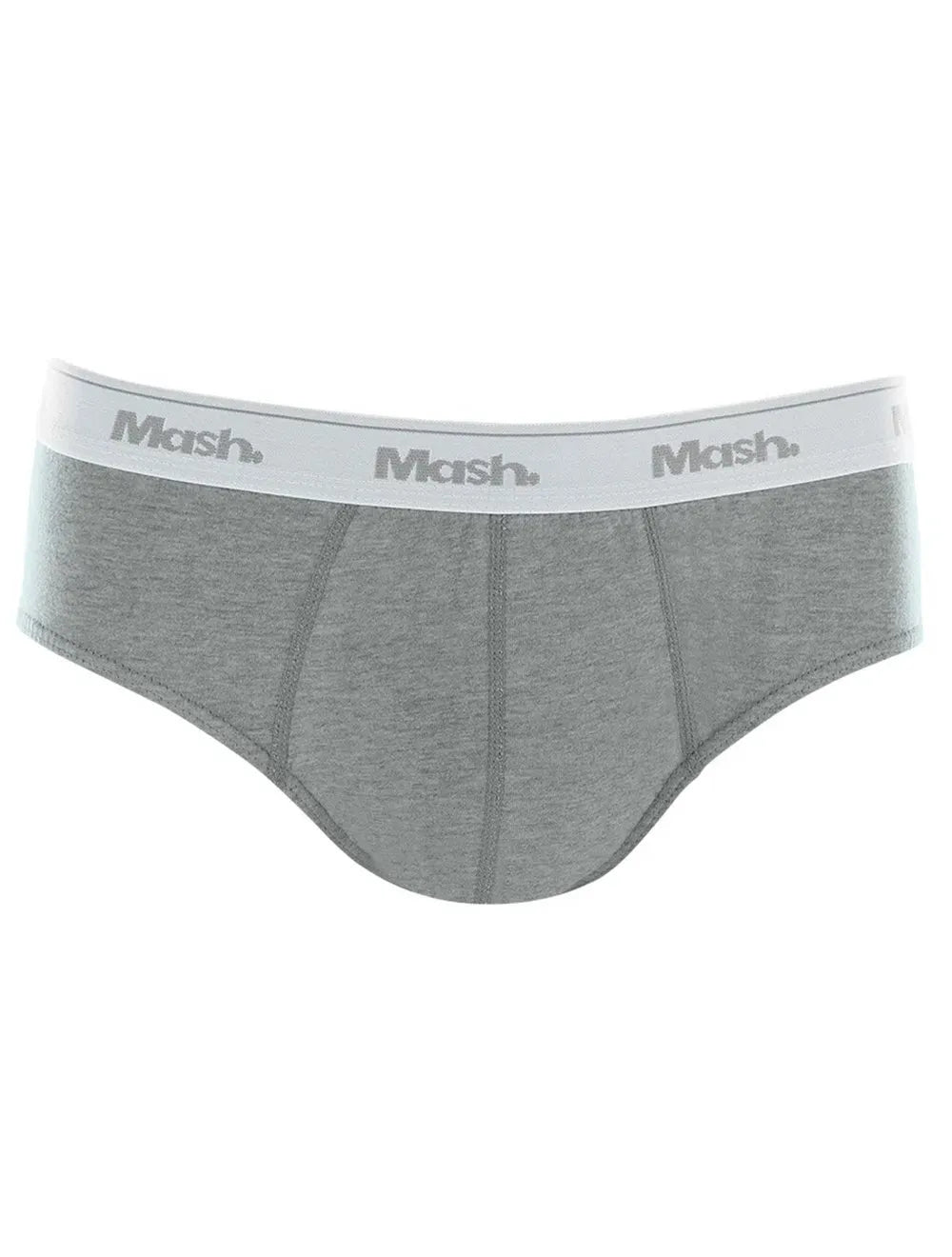 Cueca Mash Slip Cotton Basic Branca/ Preta/ Cinza Mescla Pack 3UN