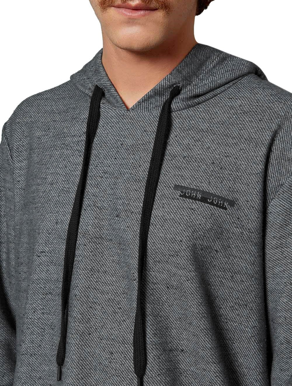 Moletom John John Masculino Stripe Hoodie Cinza Mescla