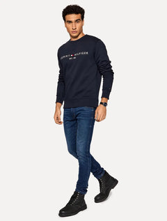 Moletom Tommy Hilfiger Masculino Fleece Logo Crewneck Azul Marinho