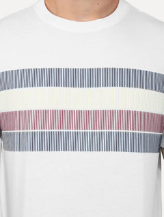 Camiseta Tommy Hilfiger Masculina Regular Shadow Global Stripe Branca
