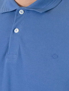 Polo Forum Masculina Piquet Wave Collar Azul Médio