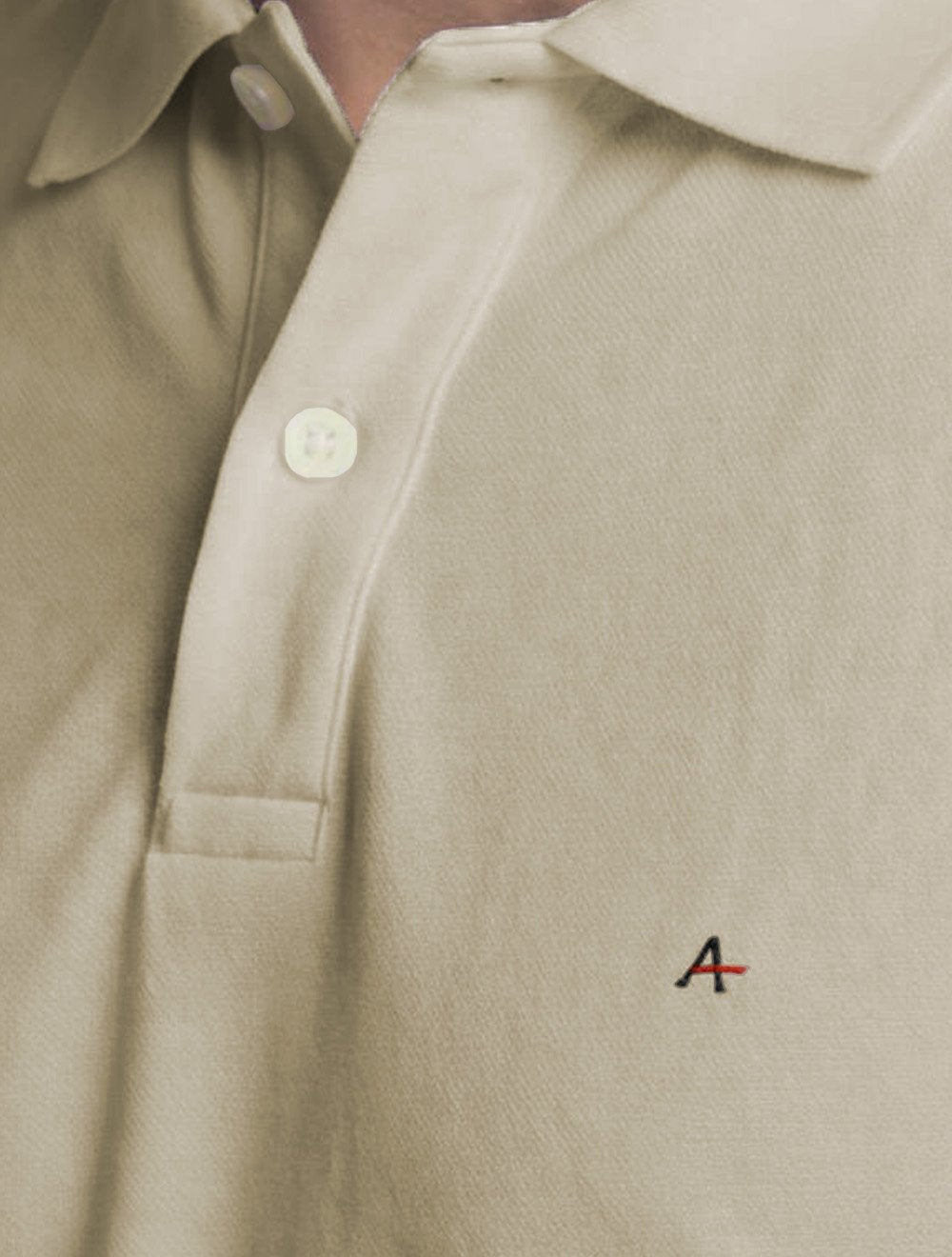 Polo Aramis Masculina Regular Basic Piquet Dark Logo Cáqui Medio 