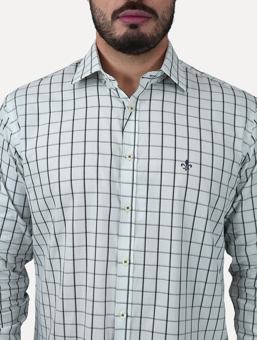 Camisa Dudalina Masculina Comfort Superfine Cotton Xadrez Branca