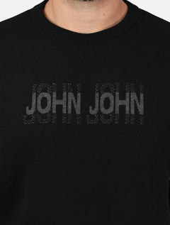Tricot John John Masculino Shadow Logo Preto