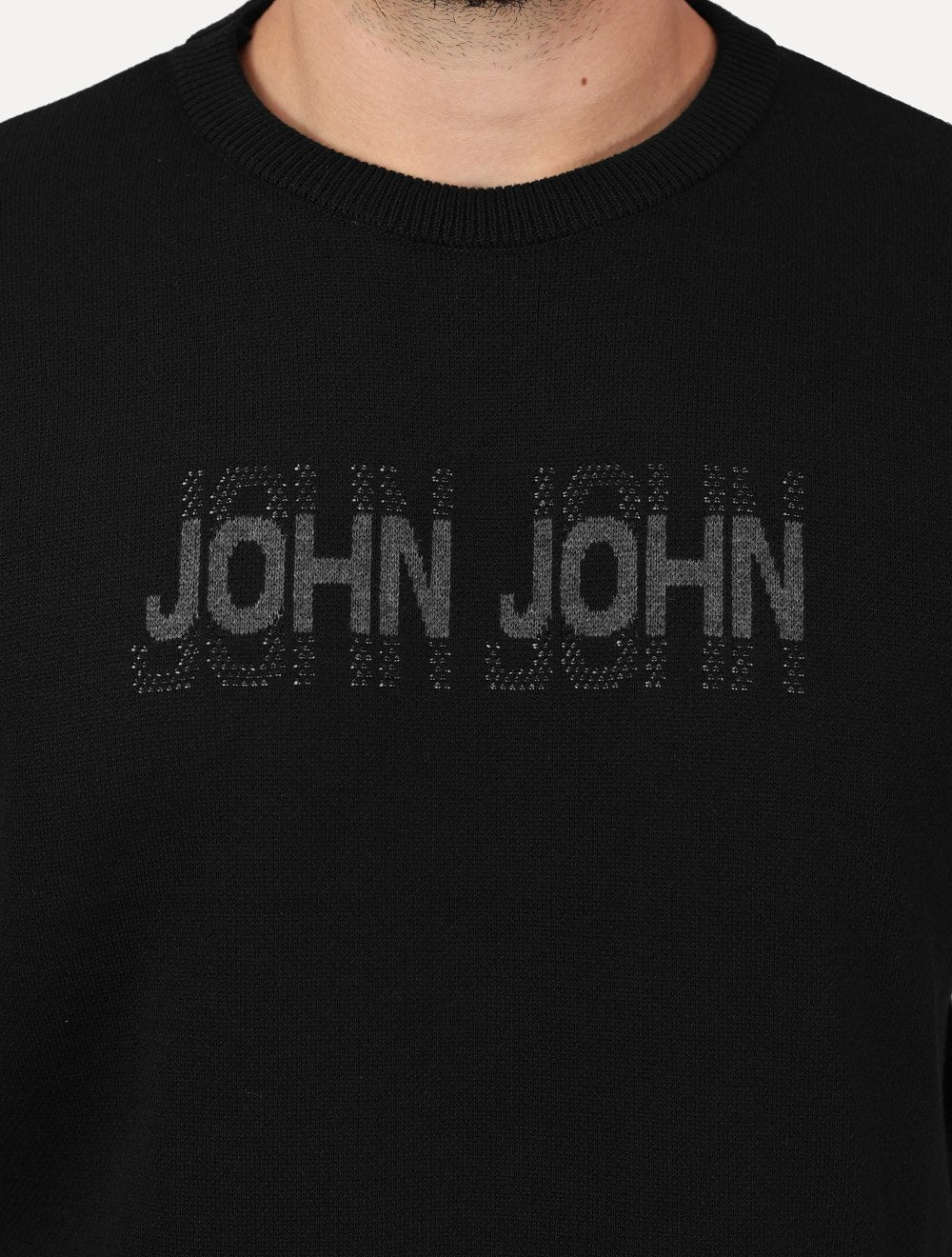 Tricot John John Masculino Shadow Logo Preto