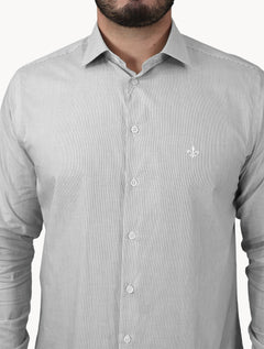 Camisa Dudalina Masculina Slim Superfine Cotton Listrada Light Verde Escuro