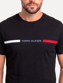 Camiseta Tommy Hilfiger Masculina Chest Insert Logo Preta