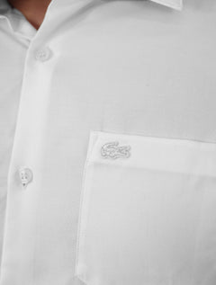 Camisa Lacoste Regular Poplin Cotton Pocket Mono Branca