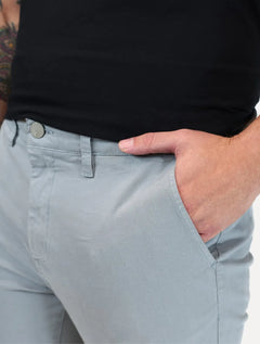 Calça Dudalina Masculina Sarja Slim Faca Color Cinza Claro