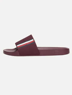 Chinelo Tommy Hilfiger Corp. Textured Pool Slide Vinho Escuro
