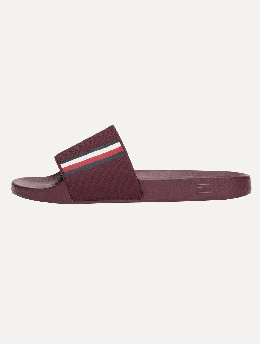 Chinelo Tommy Hilfiger Corp. Textured Pool Slide Vinho Escuro