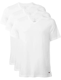 Camisetas Tommy Hilfiger Masculinas Classic V-Neck Brancas Pack 3UN