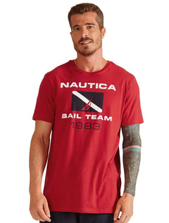 Camiseta Nautica Masculina Sail Team 1983 Vermelho Escarlate