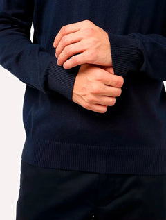 Sueter Ellus Masculino Tricot C-Neck Visco Like Basic Round Azul Marinho