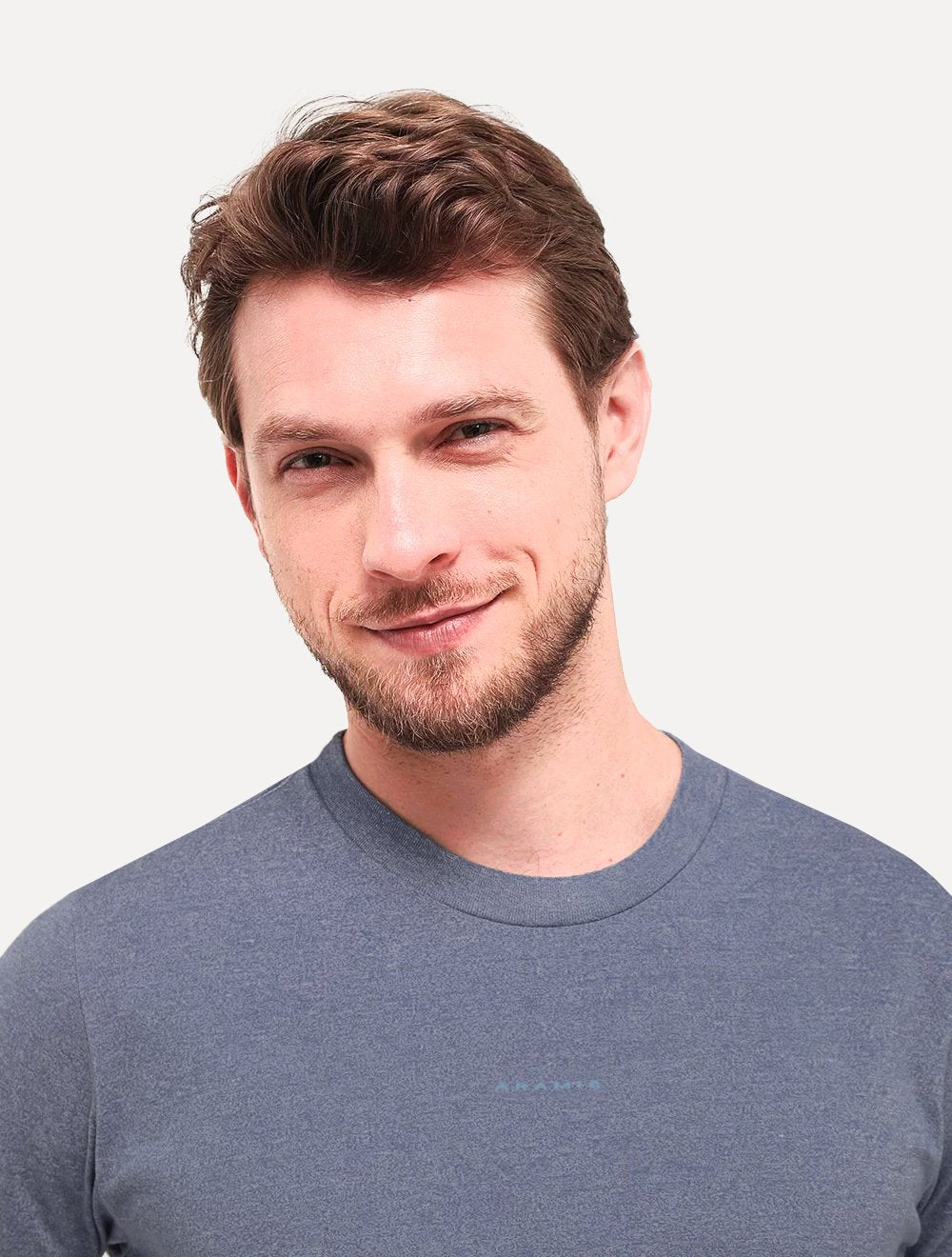 Camiseta Aramis Masculina Estampa Costas Barcode Azul Índigo Mescla