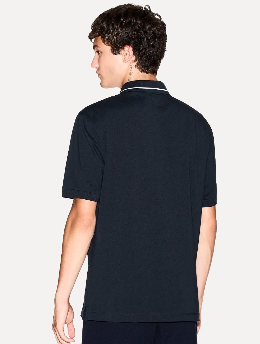 Polo Armani Exchange Masculina Regular Fit Jersey Azul Marinho