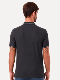 Polo Original Penguin Masculina Piquet Lisa Friso Mega Patch Chumbo Mescla