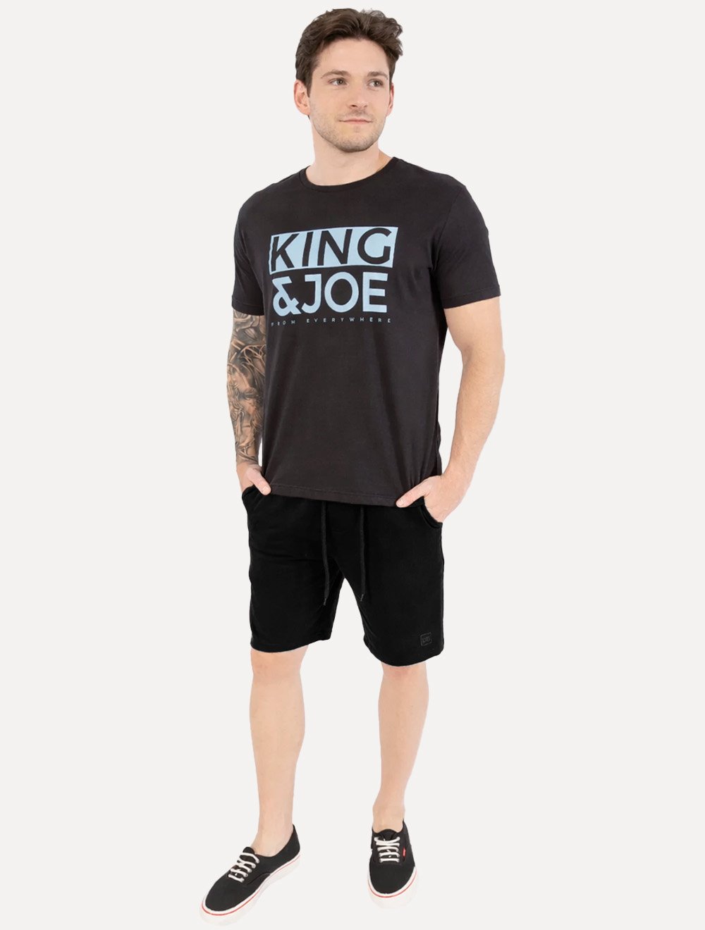 Bermuda King & Joe Masculina Moletom Comfort Logo Rubber Preta